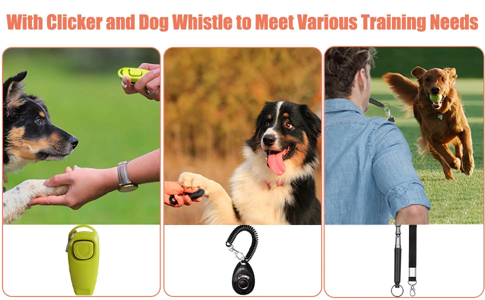 Dog Training Kit: Treat Pouch, Clickers, Silent Whistle, 2‑in‑1, Guide, Poop Bags