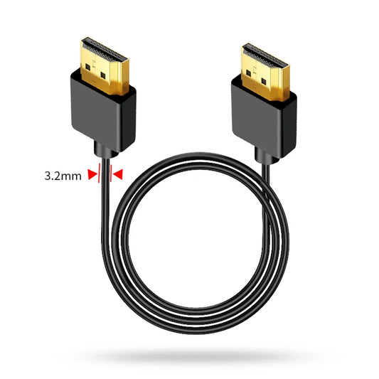 Portable UHD Cable 2.0 4K@60Hz 19+1Core OD3.2mm Ultra-thin Mini/Micro HDMI-compatible Cord for PC Camera DV Tablet HDTV Monitor