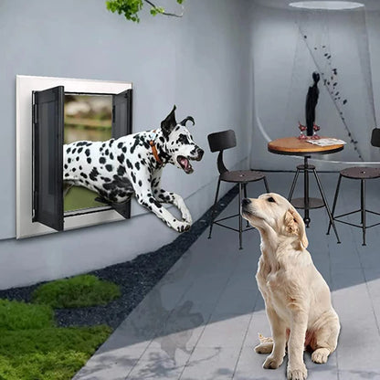 Dogs Door with Flap Heavy Duty Doors Large Aluminum Pet Door Energy Efficient Durable for Exterior Outdoor Indoor Wall Door