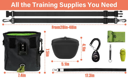 Dog Training Kit: Treat Pouch, Clickers, Silent Whistle, 2‑in‑1, Guide, Poop Bags