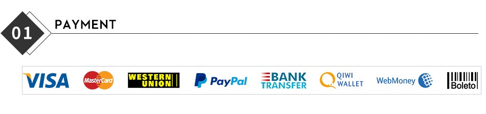 Logos of various payment methods on a white background