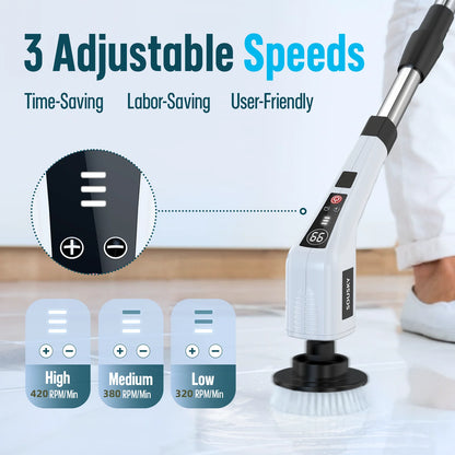 Electric Cleaning Brush Cordless Handheld Shower Scrubber Spin Cleaner Multifunctional Cleaner with 8PCS Heads Bathroom Kitchen
