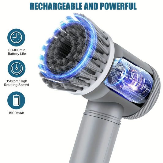 Electric Spin Scrubber Cordless Spin Scrubber with 5 Replaceable Brush Heads Electric Cleaning Brush Cleaning Tools