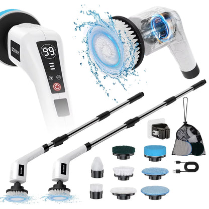 Electric Cleaning Brush Cordless Handheld Shower Scrubber Spin Cleaner Multifunctional Cleaner with 8PCS Heads Bathroom Kitchen