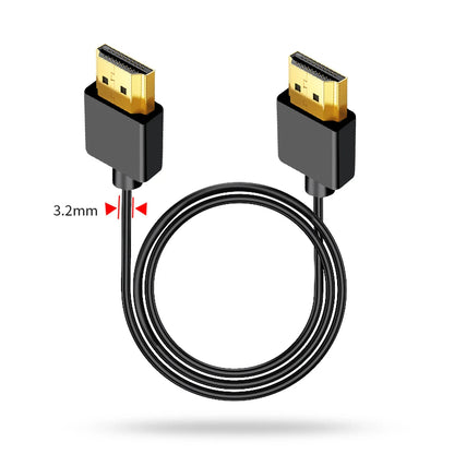 Portable UHD Cable 2.0 4K@60Hz 19+1Core OD3.2mm Ultra-thin Mini/Micro HDMI-compatible Cord for PC Camera DV Tablet HDTV Monitor