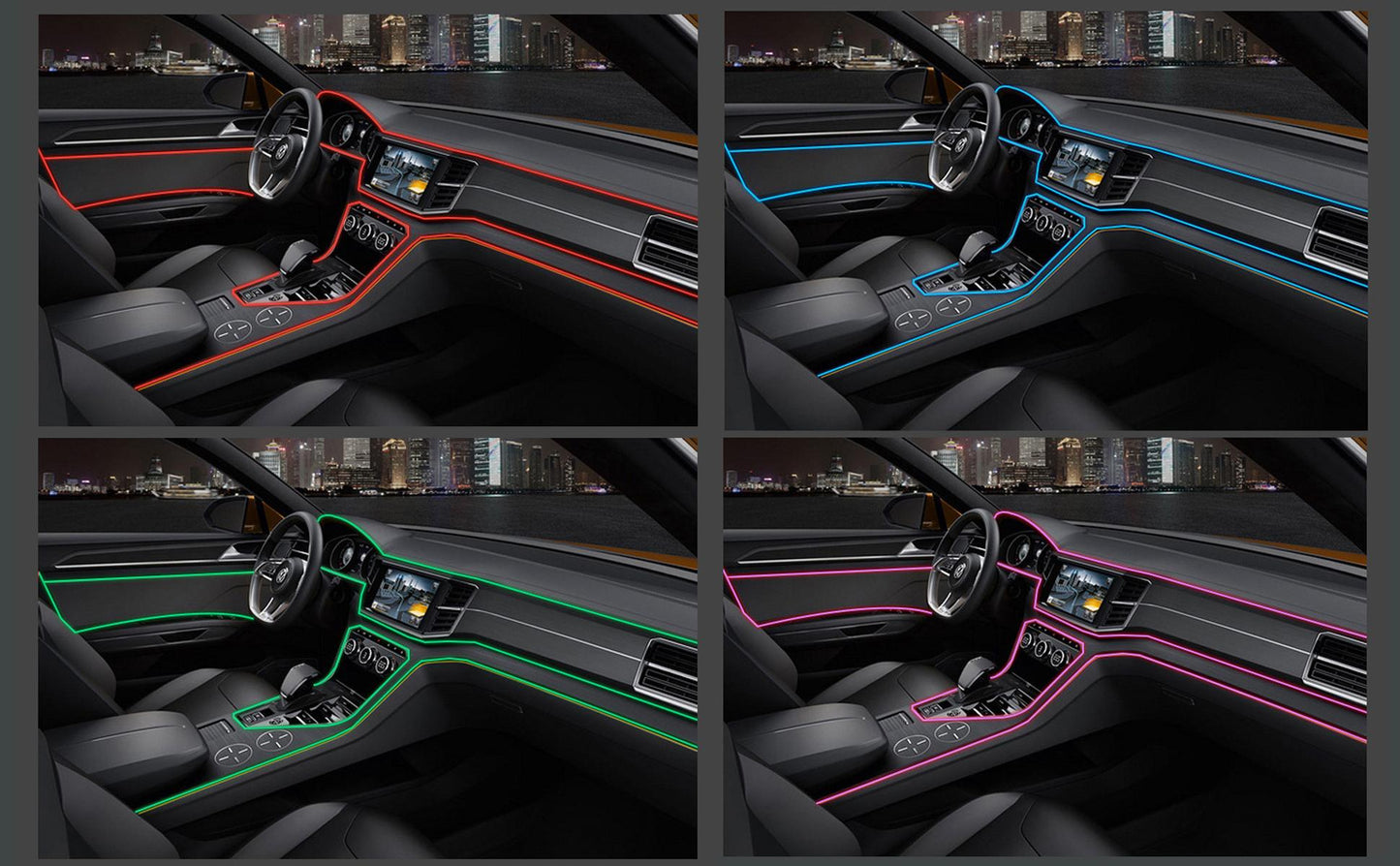 Collage of a car interior with different color schemes