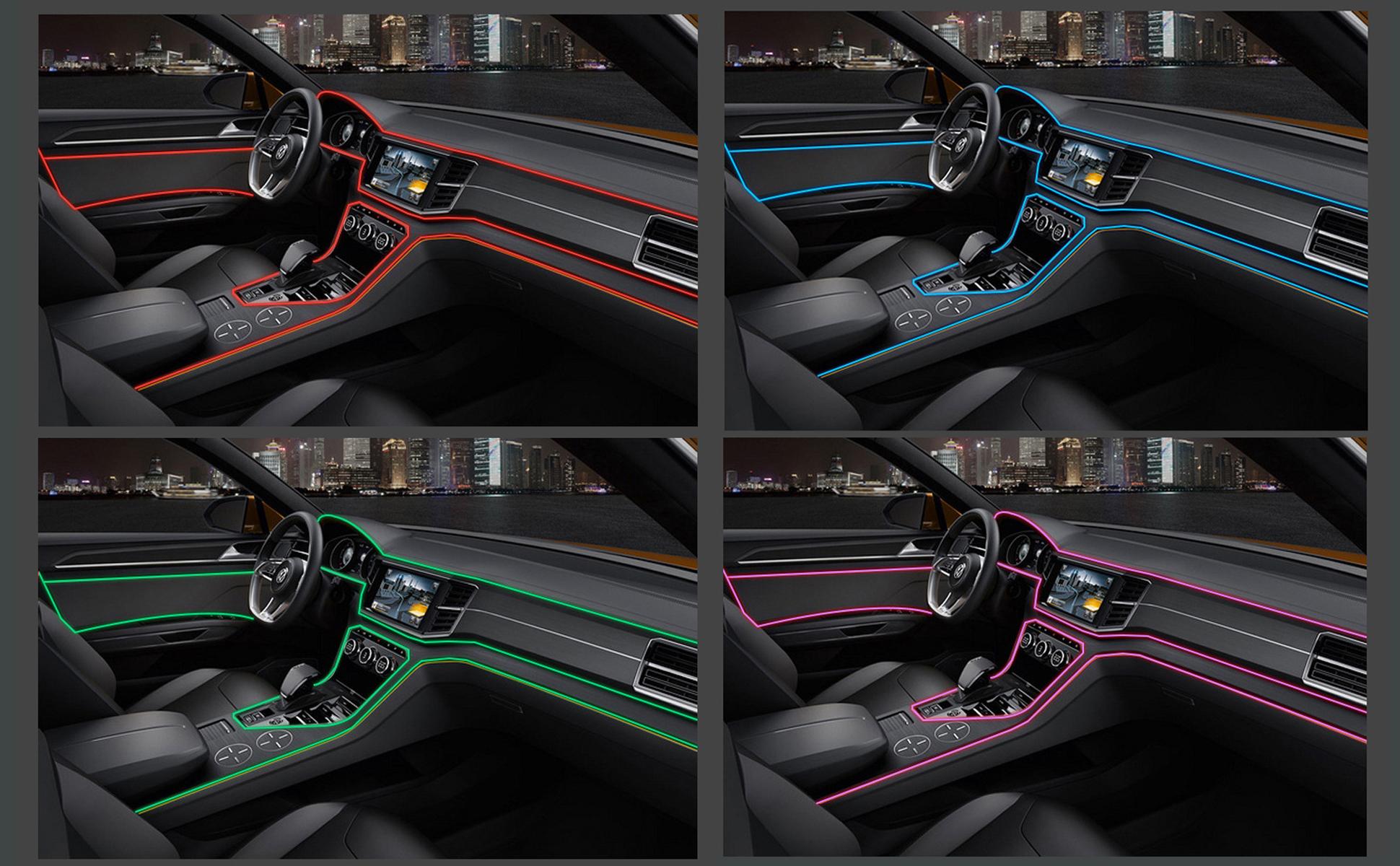 Collage of a car interior with different color schemes
