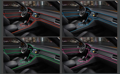 Collage of a car interior with different color schemes