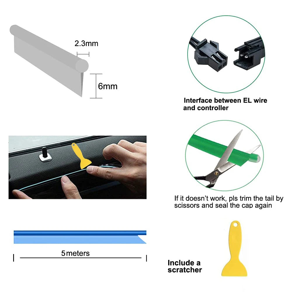 Product packaging with measurements and usage instructions on a white background