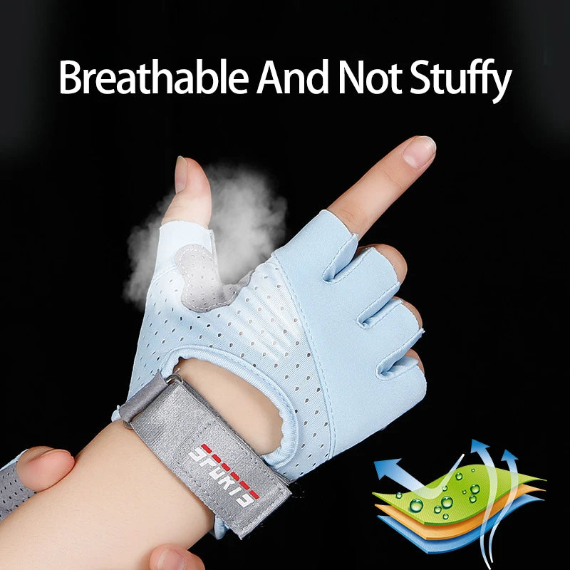 Fitness Yoga Gloves for Men Women Gym Hiking Summer Ice Silk Breathable Gloves Cycling Anti Slip Exercise Weightlifting Gloves