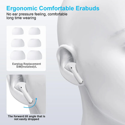 Portable Wireless Audio Headset Bluetooth 5.4 Earphones 3D Stereo Wireless EarBuds with USB-C Charging Case Sports, Audio Calls