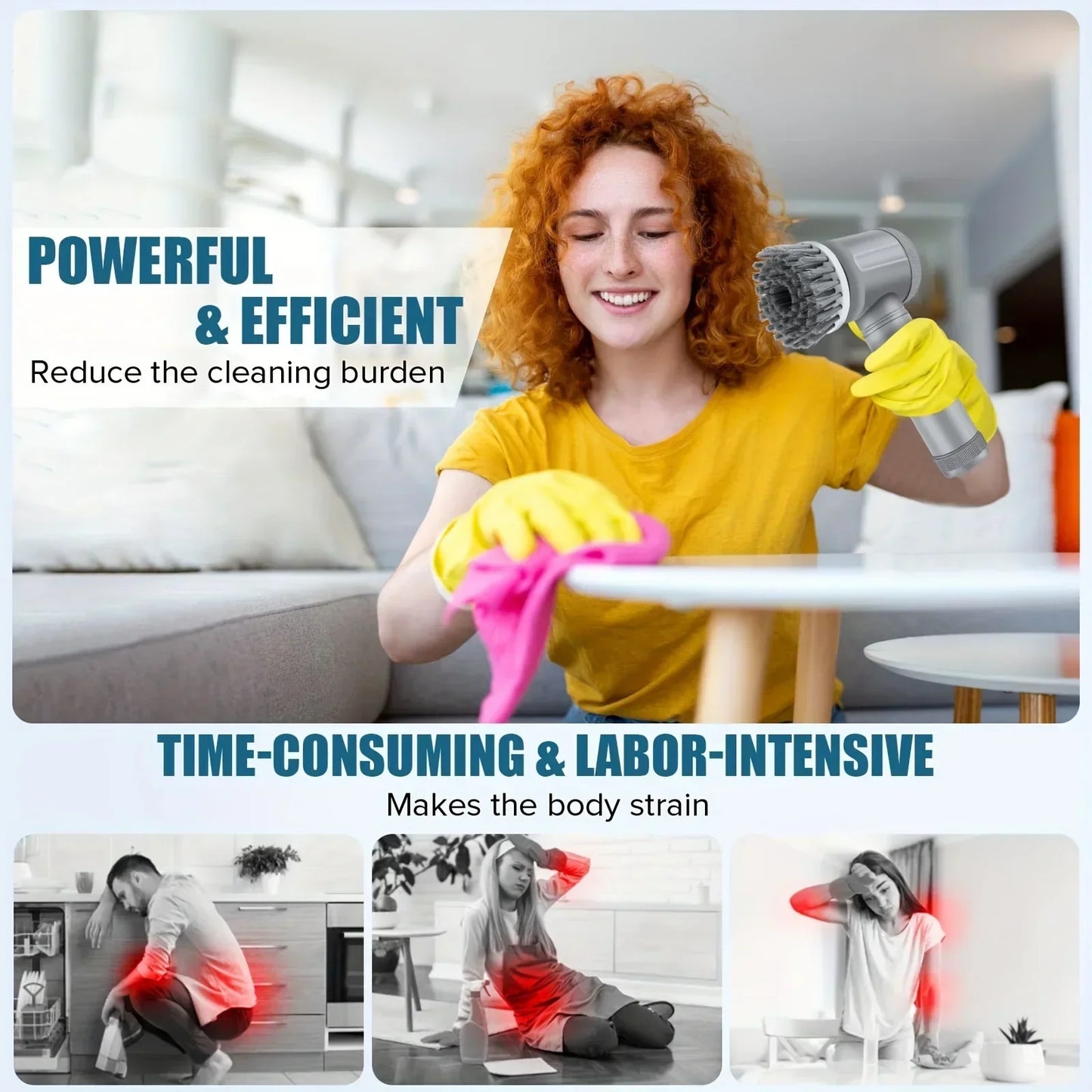 Electric Spin Scrubber Cordless Spin Scrubber with 5 Replaceable Brush Heads Electric Cleaning Brush Cleaning Tools