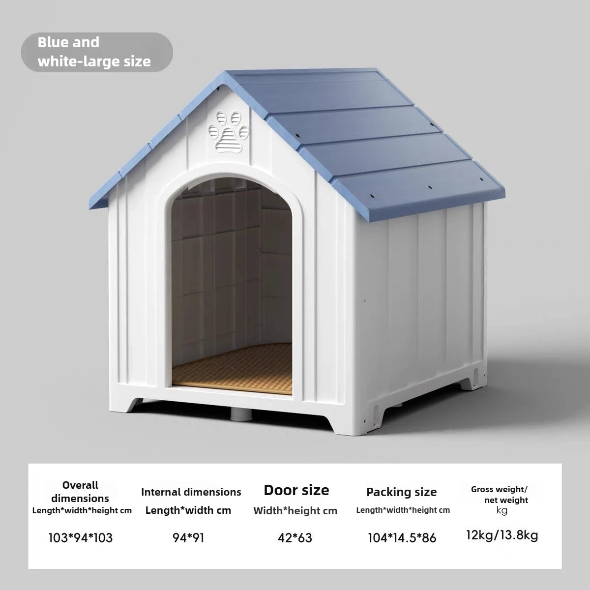 Dog House Outdoor Dogs Kennel Waterproof and Sun-proof Dogs Cage Solid and Firm Dog Accessories Moisture-proof Pet Supplies