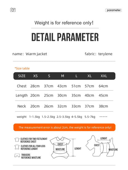 Dog Jacket For Autumn/Winter, Pet Coat, 3-Layer Thick Warm Outerwear, Suitable For Small To Medium Dogs Like Poodle, Teddy, York
