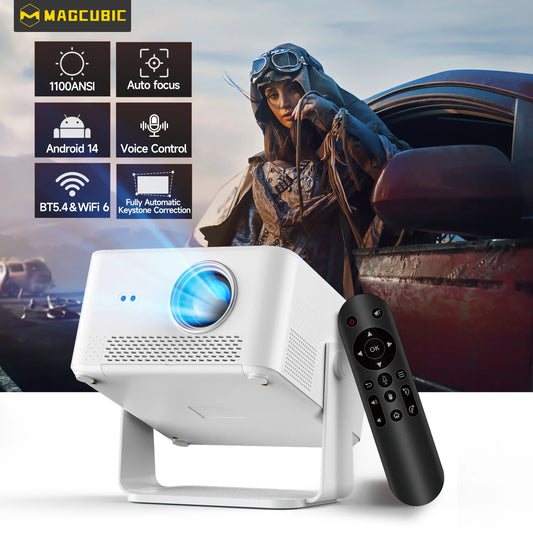 Magcubic HY450MAX 1100ANSI Android 14 Portable Outdoor Projector 1080P Auto Focus 8K Support WIFI6 Beam Mini Projector